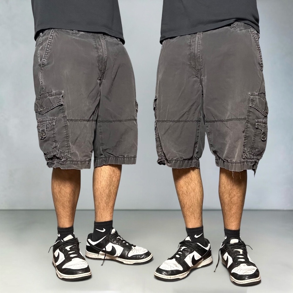 Express Faded Black Cargo Shorts Skater Y2K Baggy Vintage Size 36